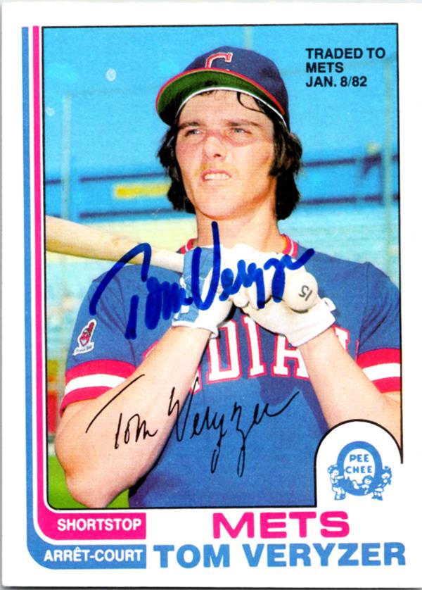 737148 Tom Veryzer Autographed Baseball Card -   York Mets 1982 O-Pee-Chee No.387