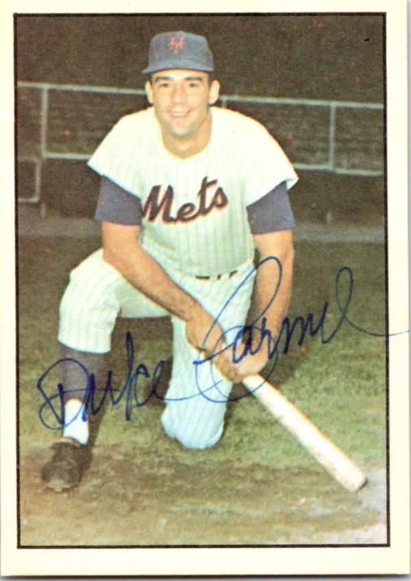 737297 Duke Carmel Autographed Baseball Card -   York Mets 1976 SSPC No.1