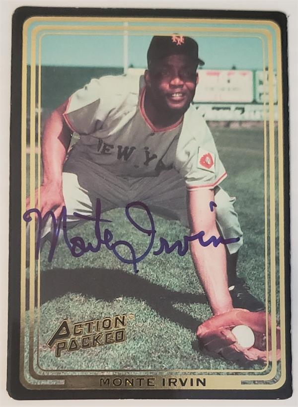 737316 Monte Irvin Autographed Baseball Bard -   York Giants 1992 Action Packed No.10