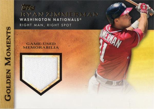 736789 Ryan Zimmerman Player Worn Jersey Patch Baseball Card - Washington Nationals 2012 Topps Golden Moments No.GMRRZ