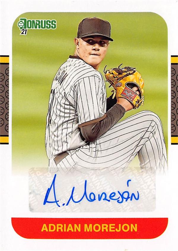 736933 Adrian Morejon Autographed Baseball Card - San Diego Padres 2021 Donruss No.87SAD