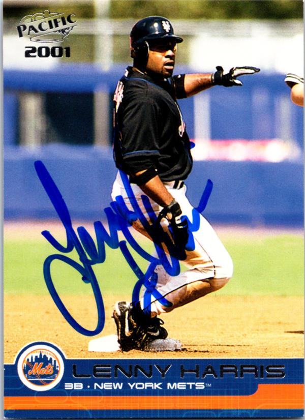 736975 Lenny Harris Autographed Baseball Card -   York Mets 2001 Pacific No.271