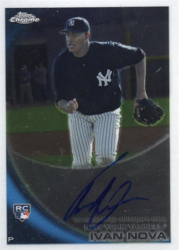 737072 Ivan Nova Autographed Baseball Card -   York Yankees 2010 Topps Chrome Rookie No.214