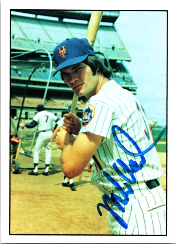 737263 Mike Vail Autographed Baseball Card -   York Mets 1975 SSPC No.534