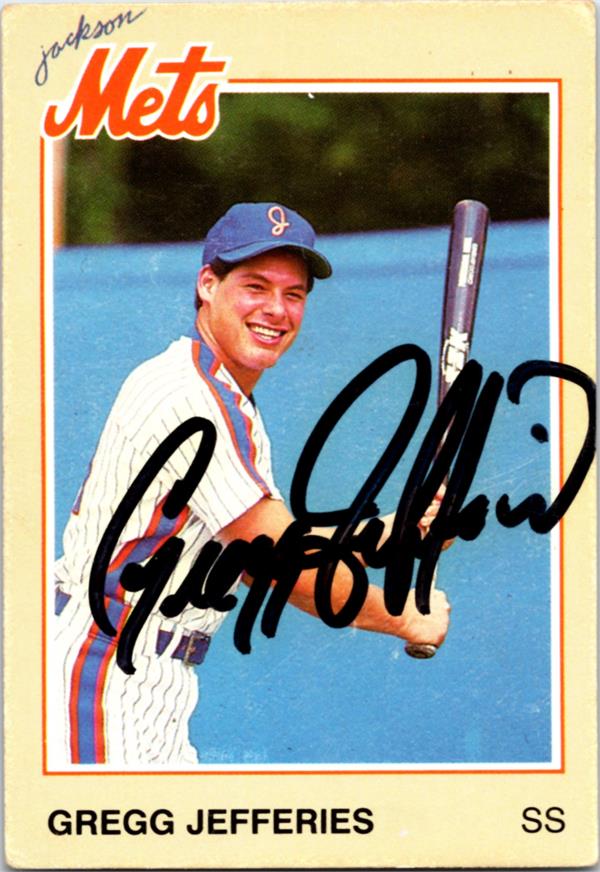 737292 Gregg Jefferies Autographed Baseball Card -   York Mets, Jackson 1987 Coca Cola No.24