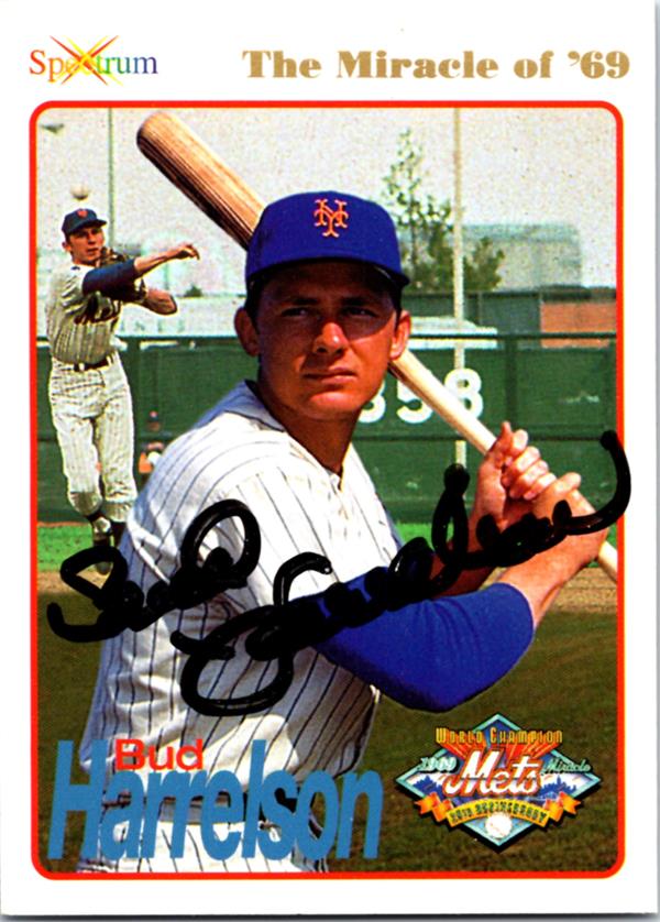 737350 Bud Harrelson Autographed Baseball Card -   York Mets 1994 Spectrum Miracle No.6