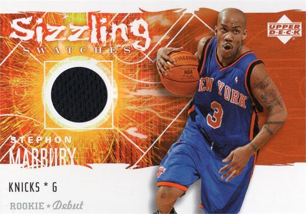 737446 Stephon Marbury Player Worn Jersey Patch Basketball Card -   York Knicks 2005 Upper Deck Sizzling Swatches No.SSST