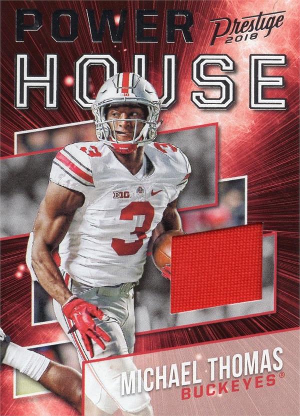 737630 Michael Thomas Player Worn Jersey Patch Football Card - Ohio State Buckeyes 2018 Panini Prestige Power House No.PHMT