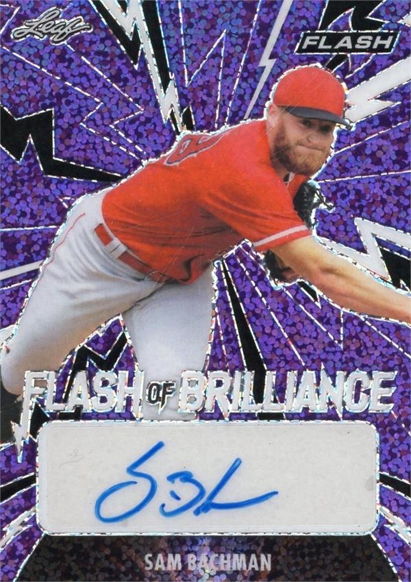 737131 Sam Bachman Autographed Baseball Card - Angels, Miami Ohio 2021 Leaf Flash of Brilliance Rookie Refractor No.Fbsb3 LE 41 & 75