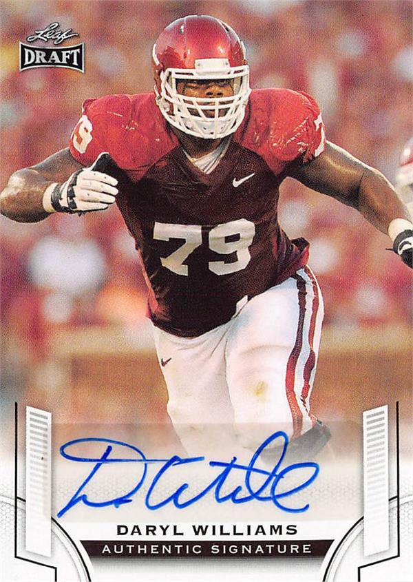 737698 Daryl Williams Autographed Football Card - Oklahoma Sooners 2015 Leaf Draft Rookie No.BADW1
