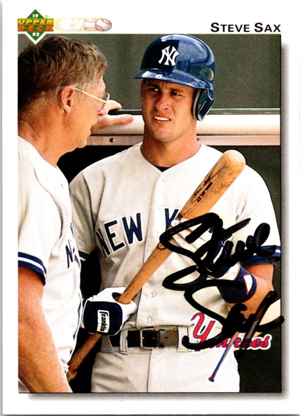 769405 Steve Sax Autographed Baseball Card -   York Yankees 1992 Upper Deck No.358