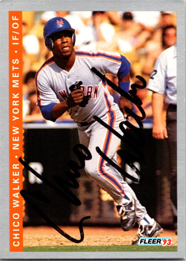 769546 Chico Walker Autographed Baseball Card -   York Mets 1993 Fleer No.482