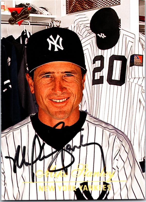 769549 Mike Stanley Autographed Baseball Card -   York Yankees 1994 Donruss Studio No.217