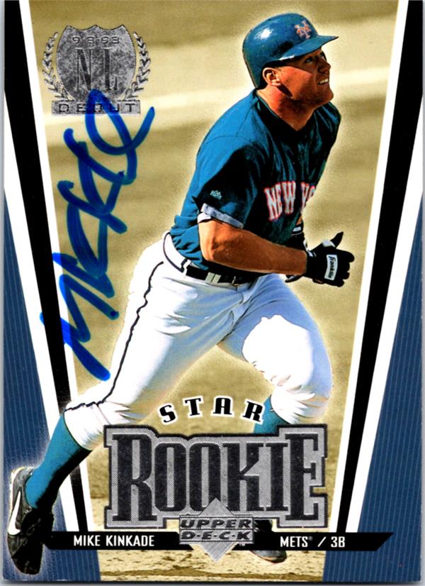 769591 Mike Kinkade Autographed Baseball Card -   York Mets 1998 Upper Deck Star Rookie No.8