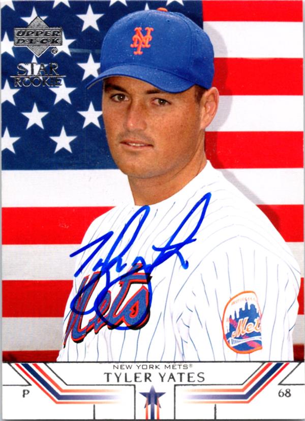 769611 Tyler Yates Autographed Baseball Card -   York Mets 2002 Upper Deck Star Rookie No.527