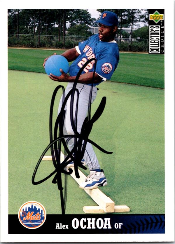 769641 Alex Ochoa Autographed Baseball Card -   York Mets 1997 Upper Deck No.398