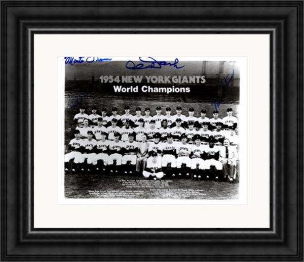 783466 1954   York Giants Team 8 x 10 in. Photo - Autographed by Monte Irvin Al Dark Wes Westrum Paul Giel Matted Framed -  Autograph Warehouse