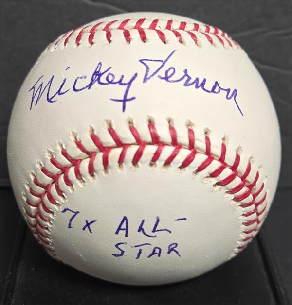 783677 Mickey Vernon Autographed Baseball - Inscribed 7X All Star - Romlb Washington Senators Legend