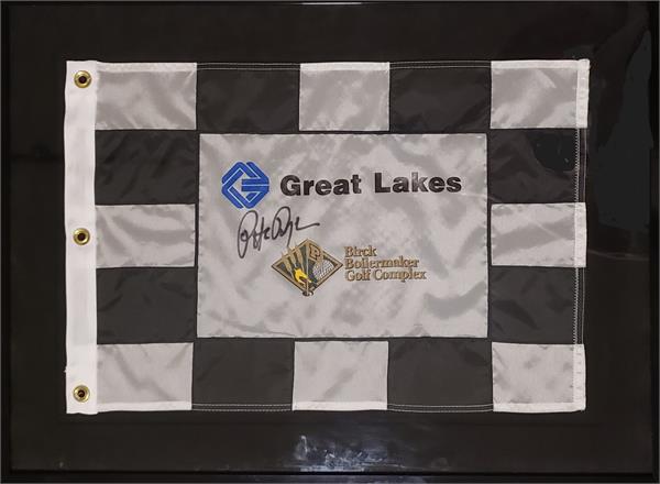 782459 Peter Dye Autographed Golf Pin - Flag Framed Birck Perdue Boilermakers Golf Complex - Hall of Fame Course Designer