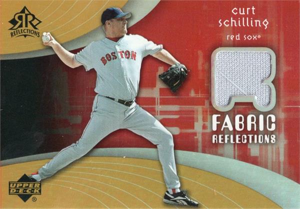 782527 Curt Schilling Player Worn Jersey Patch Baseball Card - Boston Red Sox 2005 Upper Deck Reflections No.FRCS