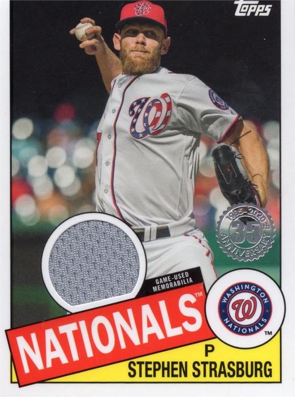 782532 Stephen Strasburg Player Worn Jersey Patch Baseball Card - Washington Nationals 2020 Topps No.85TRSS