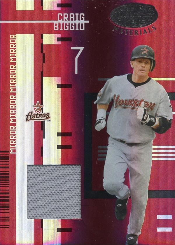782542 Craig Biggio Player Worn Jersey Patch Baseball Card - Houston Astros 2005 Leaf Certified Materials Refractor No.28 LE 113 & 250
