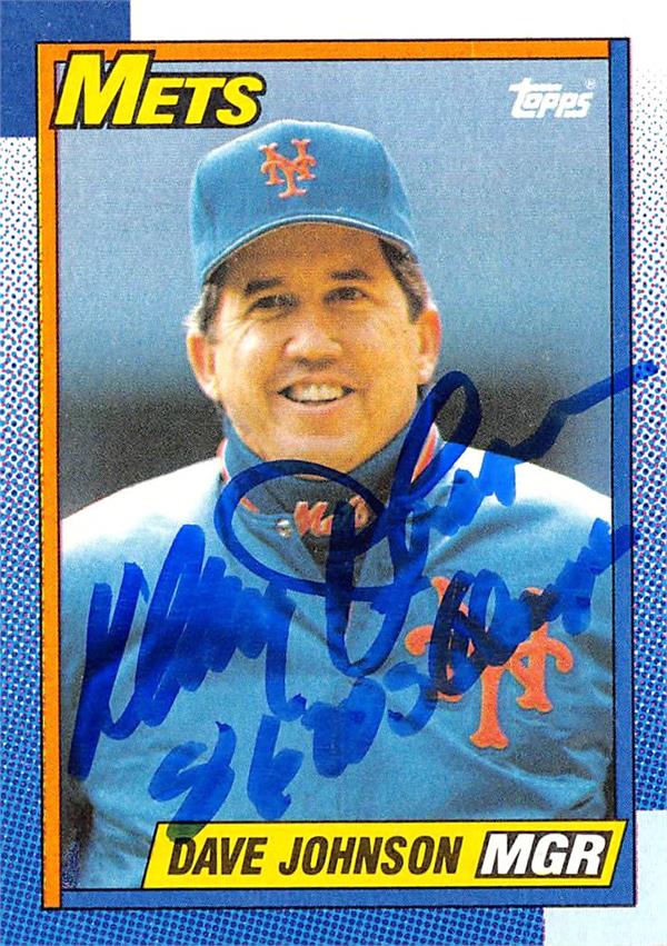 793769 Davey Johnson Autographed Baseball Card - 1990 Topps No.291 Inscribed 86 WS Champs -   York Mets