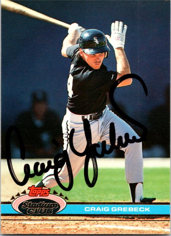 782622 Craig Grebeck Autographed Baseball Card - Chicago White Sox 1991 Topps Stadium Club No.559