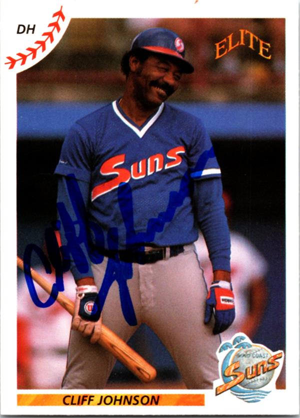 782838 Cliff Johnson Autographed Baseball Card - Gold Coast Suns 1990 Elite No.83