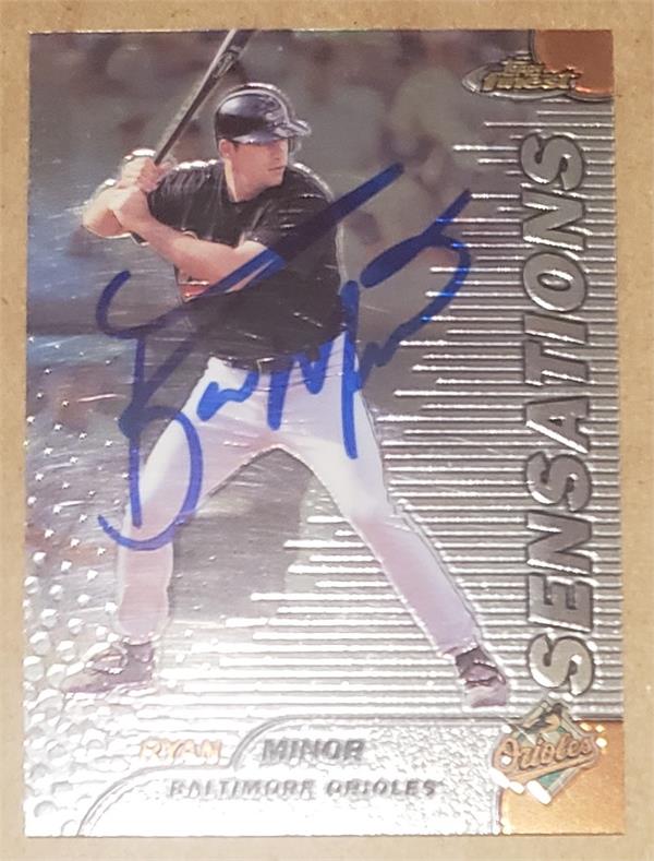 782872 Ryan Minor Autographed Baseball Card - Baltimore Orioles 1999 Topps Finest No.123 Sensations Chrome