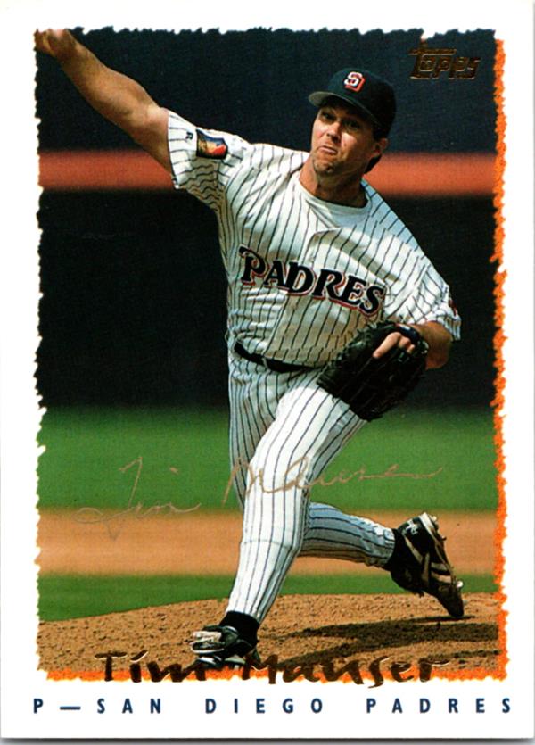 781369 Tim Mauser Autographed Baseball Card - San Diego Padres 1995 Topps No.356