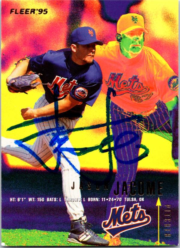 781436 Jason Jacome Autographed Baseball Card -   York Mets 1995 Fleer No.371
