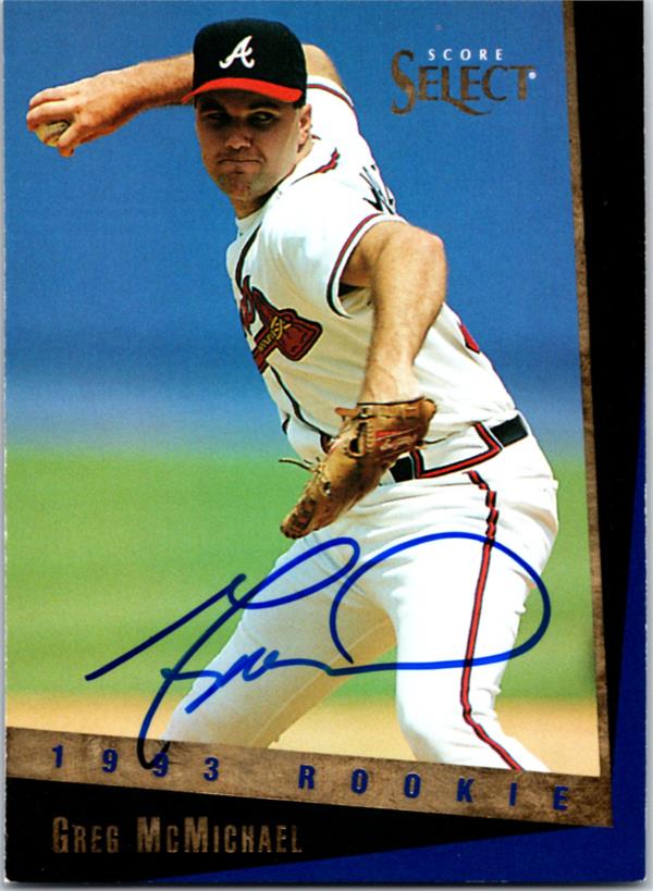781541 Greg Mcmichael Autographed Baseball Card - Atlanta Braves 1993 Score Select Rookie No.59T