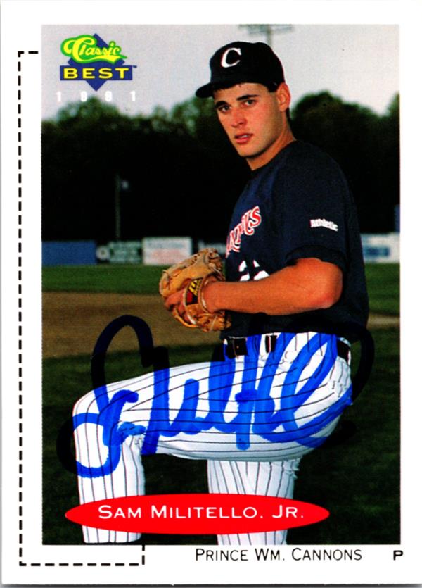 781555 Sam Militello Autographed Baseball Card - Prince William Cannons 1991 Classic Best No.150