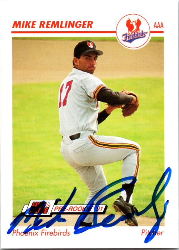 781566 Mike Remlinger Autographed Baseball Card - Phoenix Firebirds 1991 Impel Pre Rookie No.390