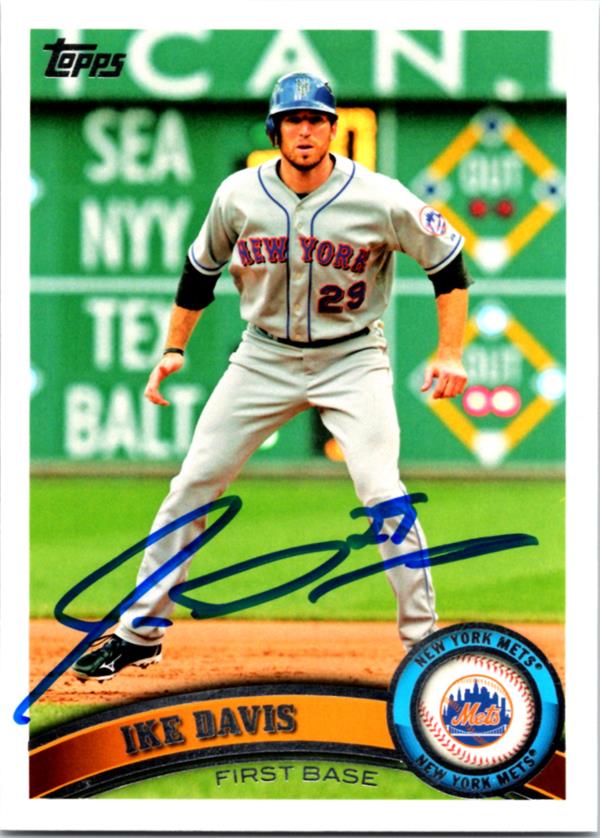 781749 Ike Davis Autographed Baseball Card -   York Mets 2011 Topps No.290