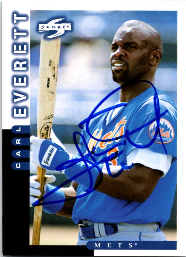 781762 Carl Everett Autographed Baseball Card -   York Mets 1998 Score No.109
