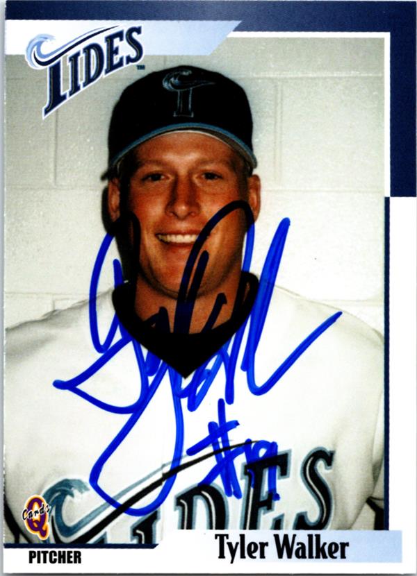 781883 Tyler Walker Autographed Baseball Card - Norfolk Tides 2000 Blueline No.30
