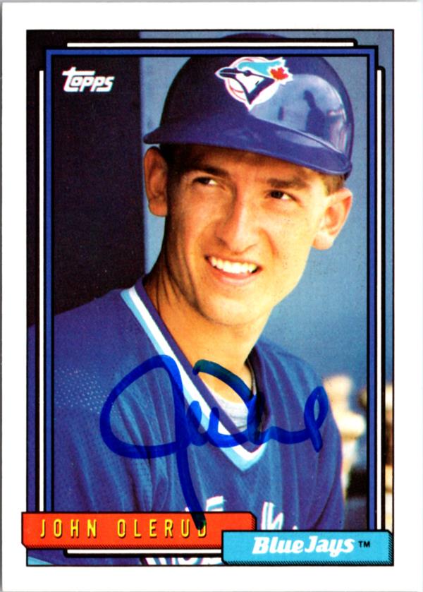 795073 John Olerud Autographed Baseball Card - Toronto Blue Jays 1992 Topps No.777