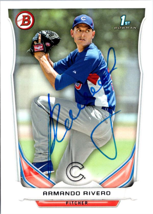795146 Armando Rivero Autographed Baseball Card - Chicago Cubs 2014 Bowman 1st Rookie No.BP13