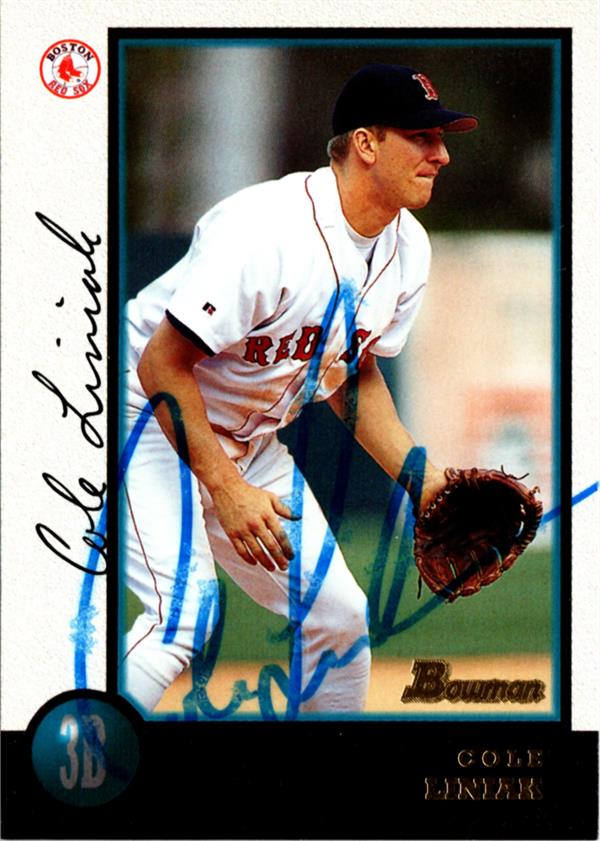 795180 Cole Liniak Autographed Baseball Card - Boston Red Sox 1998 Bowman No.404