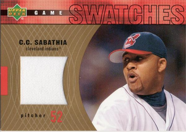 736724 Cc Sabathia Player Worn Jersey Patch Baseball Card - Cleveland Indians 2002 Upper Deck No.HJCC