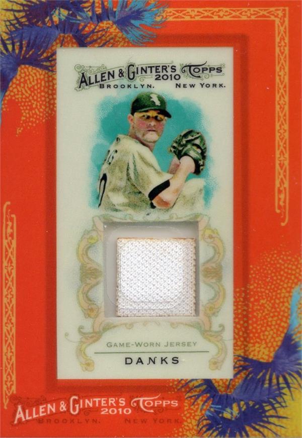 736725 John Danks Player Worn Jersey Patch Baseball Card - Chicago White Sox 2010 Topps Allen & Ginter No.AGRJD