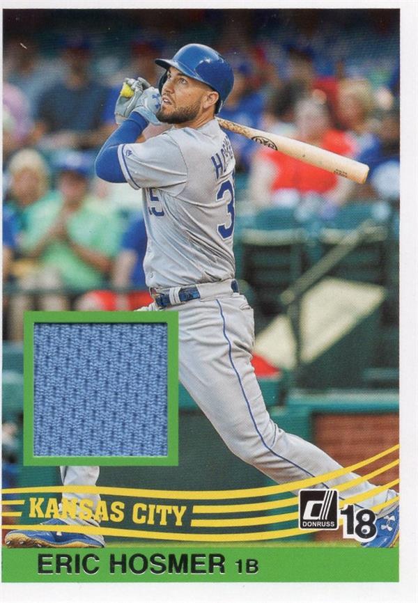 736731 Eric Hosmer Player Worn Jersey Patch Baseball Card - Kansas City Royals 2018 Donruss No.R84EH