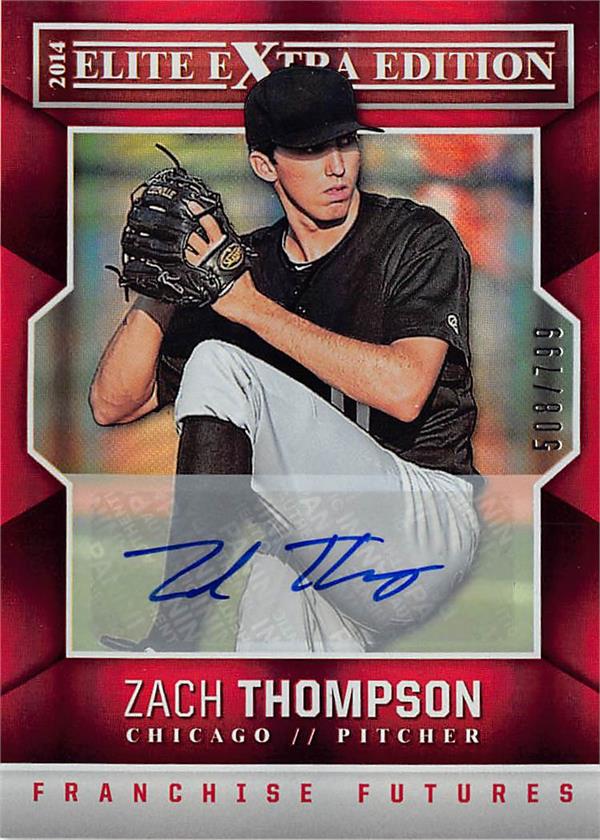 736822 Zach Thompson Autographed Baseball Card - Chicago Cubs 2014 Panini Elite Extra Rookie No.25