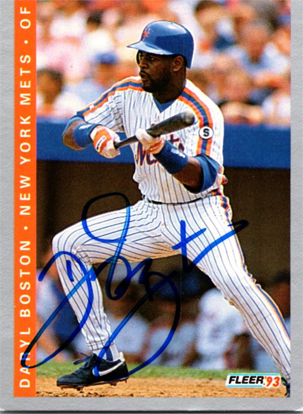 736912 Daryl Boston Autographed Baseball Card -   York Mets 1993 Fleer No.85