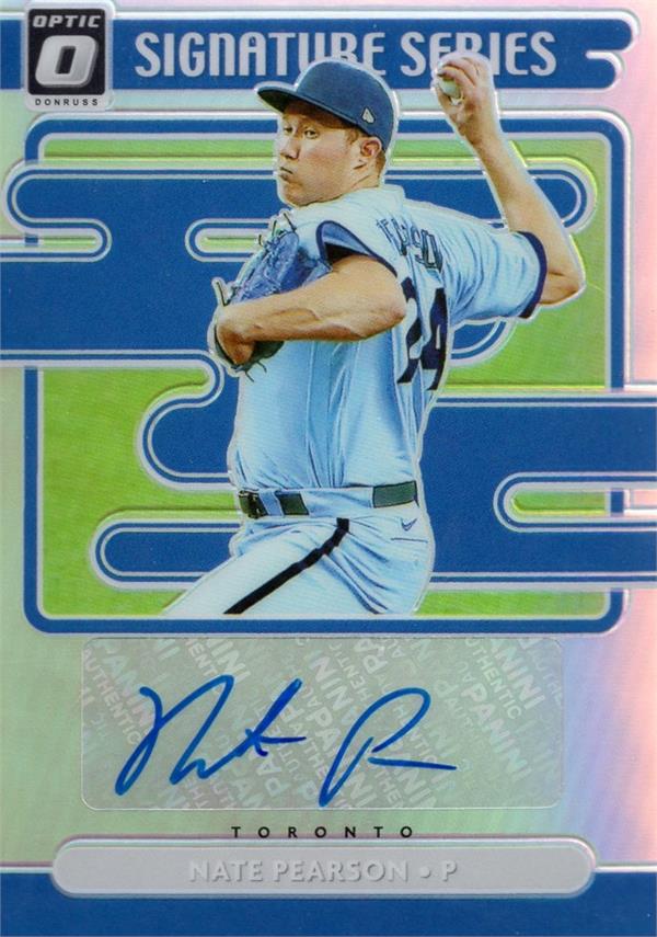 737252 Nate Pearson Autographed Baseball Card - Toronto Blue Jays 2021 Donruss Optic Prizm Signature Series No.SSNP