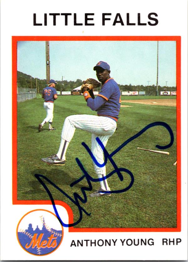 737320 Anthony Young Autographed Baseball Card - Mets, Little Falls 1987 Procards No.2394
