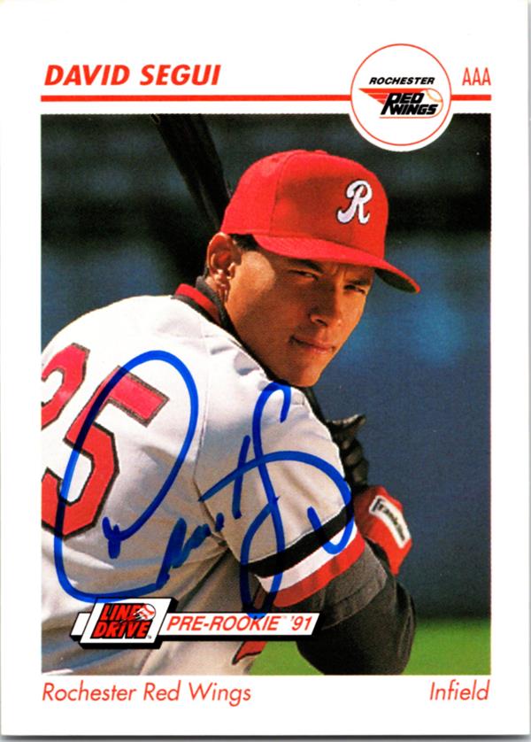 780926 David Segui Autographed Baseball Card - Rochester Red Wings 1991 Impel Pre Rookie No.466