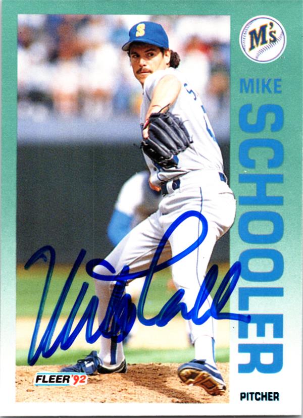780929 Mike Schooler Autographed Baseball Card - Seattle Mariners 1992 Fleer No.292